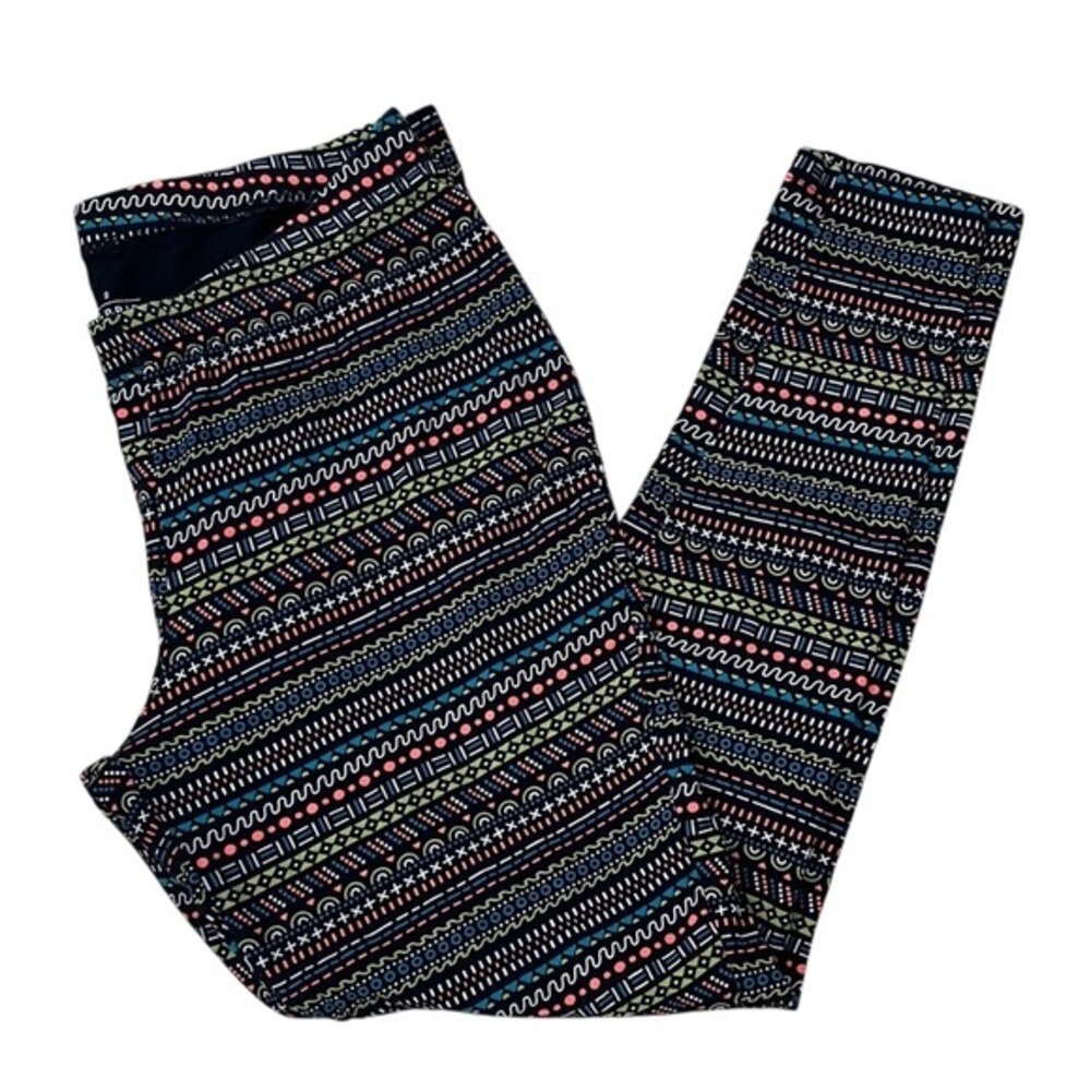 Torrid Women Size 2 Plus Black Geometric Tribal Print Cotton Stretch Leggings - Picture 5 of 5